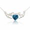 Love Letter Heart Crystal Angel Wings Pendant Necklace - Blue