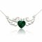 Love Letter Heart Crystal Angel Wings Pendant Necklace - Green