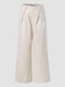 Solid Pocket Wide Leg Pants For Women - White