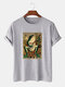 100% Cotton Mens Funny Frog Pattern Short Sleeve T-Shirt - Grey