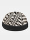 Unisex Polyester Cotton Overlay Argyle Striped Print Fashion Brimless Beanie Landlord Cap Skull Cap - Black