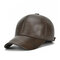 Men Vintage Cowhide Solid Baseball Cap Earmuffs Outdoor Windproof Warm Hats Adjustable Sport Cap - Coffee
