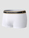 Men Cotton Contrast Spliced Breathable Letter Waistband Comfy Boxers Briefs - White