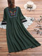 Vintage Embroidered Patchwork Plus Size Dress - Green