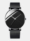 8 Colors Alloy Men Vintage Watch Decorated Pointer Quartz Watch - Black Band Black Case Black Dial