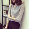 Loose V-neck Shirt Casual Cotton And Linen Wild Bottoming Women's  - Gray