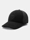Men Cotton Solid Color Letter Label Embroidery Stitching Built-in Ear Protection Autumn Winter Cold-proof Baseball Cap - Black