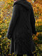 Flower Hooded Long Sleeve Solid Color Cardigan For Women - Black