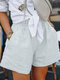 Solid Color Elastic Waist Shorts for Women - White