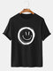 Mens Funny Smile Face Cartoon Print T-shirts - Black