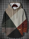 Hoodies masculinos vintage coloridos patchwork soltos com cordão - Colorido