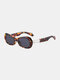 Unisex Metal TR Oval Full Frame Anti-ultraviolet Fashion Flat Sunglasses - Tortoiseshell