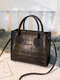 Women Alligator Square Bag Satchel Bag Crossbody Bag Handbag - Black