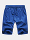 Men Solid Color Casual Home Sports Shorts - Blue