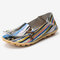Women Big Size Colorful Pattern Slip On Lazy Soft Sole Comfortable Casual Flat Shoes - Blue