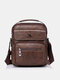 Menico Men's Faux Leather Vintage Business Casual Waterproof One Shoulder Crossbody Bag - Dark Brown