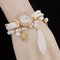 Bohemian Multilayer Bracelet Watches Owl Leaf Feather Pendant Quartz Watches for Women - White