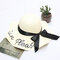 Sun Hat Female Season Sunscreen Embroidery Letter Straw Hat Travel Seaside Beach Hat Big Leisure Sun Hat - Black letters - milk white