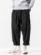 Mens Solid Color Loose Casual Pants With Pocket - Black