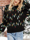 Christmas Knit Pullover O-neck Long Sleeve Sweater - Black