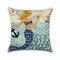 Cartoon Mermaid Printed Cotton Linen Square Cushion Cover House Sofa Car Decor Pillowcase - #3