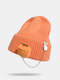 Unisex Knitted Solid Color Cartoon Doll Chain Decoration Fashion Warmth Brimless Beanie Hat - Orange