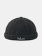 Unisex Corduroy Solid Letter Pattern Embroidery All-match Warmth Brimless Beanie Landlord Cap Skull Cap - Black