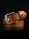 95-115cm Men's PU Solid Color Square Head Alloy Pin Buckle Business Belt - Brown
