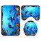 Alfombrilla de ducha con estampado de peces delfines Alfombrilla de cuatro piezas Cuarto de baño Juego de alfombrillas Cortina de partición - Traje de tres piezas