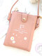 Women 6.5 Inch Phone Bag Cute Cartoon Pattern Print Crossbody Bag Shouder Bag - Pink