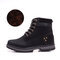 Women Large Size Lace-up Leather Martin Boots   - Black