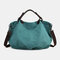 Women Canvas Solid Large Capacity Handbag Crossbody Bag - Green