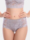 Women Mid Waisted Lace Full Hip Panties - Grey