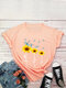 Floral Printed Short Sleeve O-Neck T-shirt - Orange