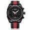 Fashion Sports Men Watch Leather Belt Three-dimensional Dial Luminous Quartz Watch - Black & Red