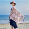 Womens Priting Colorful Sunshade Beach Scarves Shawl Wraps Breathable Soft Fashion Scarf - Pink