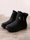Women Snow Boots Casual Waterproof Warm Short-Calf Cotton Boots - Black