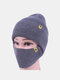 Women Wool 2PCS Winter Outdoor Warm Neck Face Protection Knitted Hat Beanie Mask - Gray
