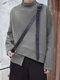 Solid Color Long Sleeve Side Slit Irregular Sweatshirt - Gray