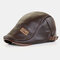 COLLROWN Men's Leather Beret Hat Casual Berets Warm Flat Caps - Dark Coffee