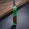Vintage Geometric Transparent Solid Resin Pendant Necklace Handmade Sweater Chain Ethnic Jewelry - Green