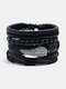4 Pcs/Set Vintage Multi-layers Woven DIY Set Faux Leather Bracelet - #16