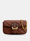 Women Vintage Faux Leather Multi-Carry Chain Crossbody Bag Shoulder Bag - Coffee