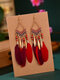 Alloy Feather Bohemia Fringed Feather Earrings Long For Women - Red