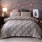 3Pcs Luxury Polyester Solid Color Bedding Set Full Queen King Size Duvet Quilt Cover Pillowcase - Grey