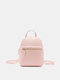 Women Faux Leather Fashion Simple Mini Large Capacity Multifunction Backpack Shoulder Bag - Pink