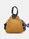 Women Straw Casual Weave Beautiful Silk Scarf Solid Color Crossbody Bag Handbag - Yellow