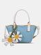 Multifunction Magnetic Button Fresh Chrysanthemum Decor Stitch Craft Son-Mother Bag Bucket bag - Blue