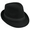Men Women Woolen British Gentleman Solid Brimmed Jazz Cap - Black