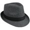 Men Women Woolen British Gentleman Solid Brimmed Jazz Cap - Grey